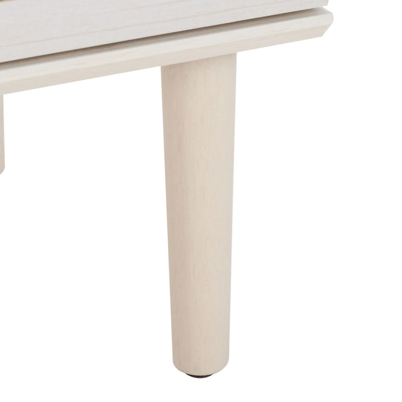Table de chevet à 2 tiroirs avec treillis en rotin et poignées en métal