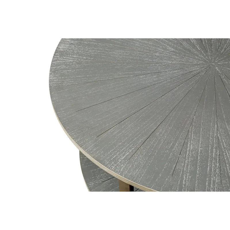 Table basse ronde de ferme avec 2 niveaux de rangement et pieds en métal en croix