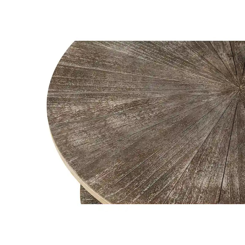 Table basse ronde de ferme avec 2 niveaux de rangement et pieds en métal en croix