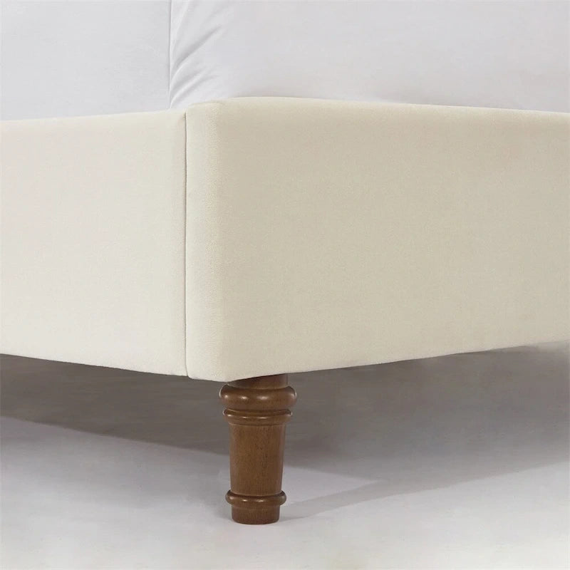 Lit king-size capitonné avec tête de lit à oreilles matelassée de 54 po et clous décoratifs