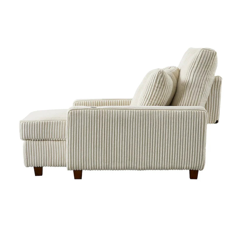 Chaise longue rembourrée avec dossier réglable et accoudoirs porte-gobelets