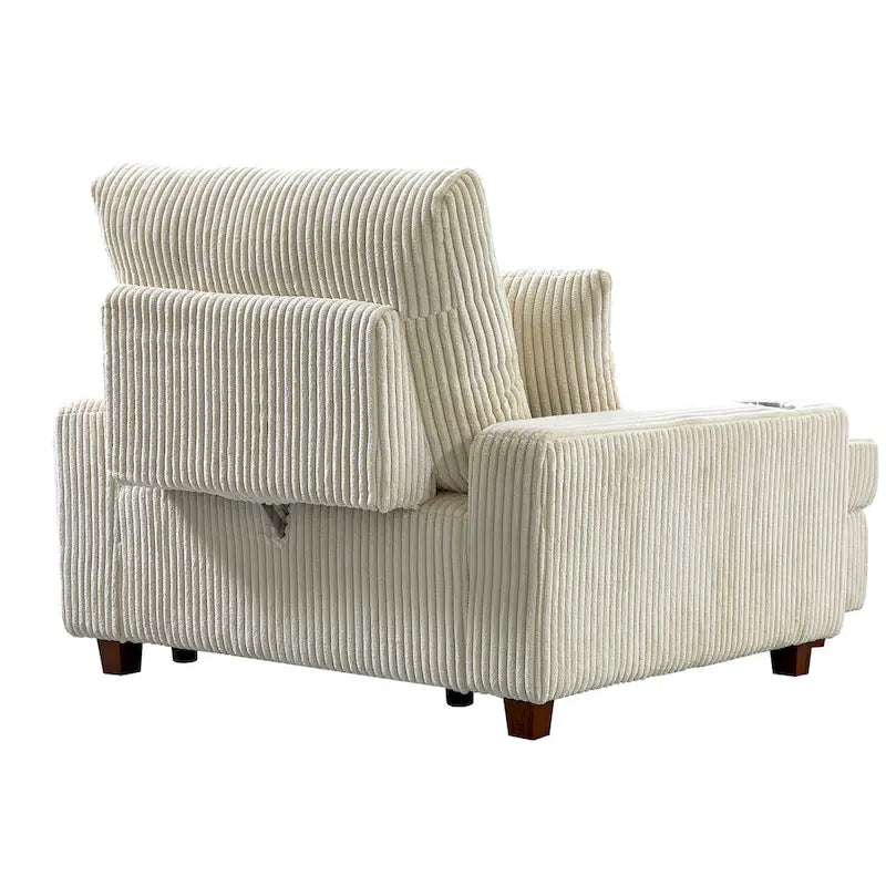 Chaise longue rembourrée avec dossier réglable et accoudoirs porte-gobelets