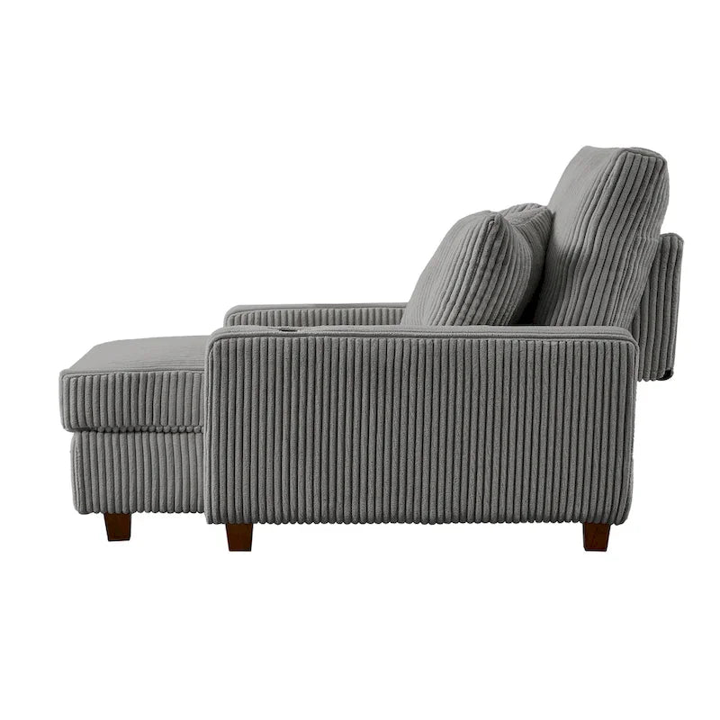 Chaise longue rembourrée avec dossier réglable et accoudoirs porte-gobelets