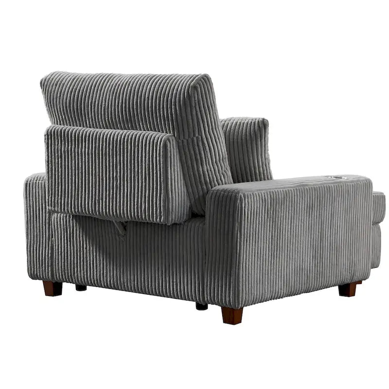 Chaise longue rembourrée avec dossier réglable et accoudoirs porte-gobelets