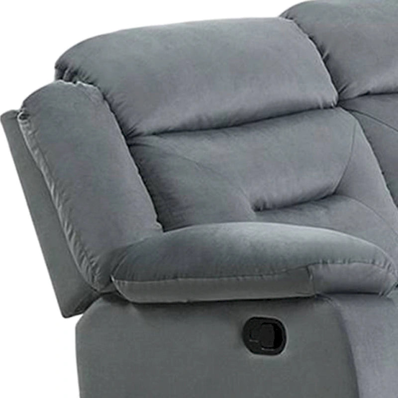 Causeuse inclinable manuelle, Velours gris clair, Bois massif, 152 cm