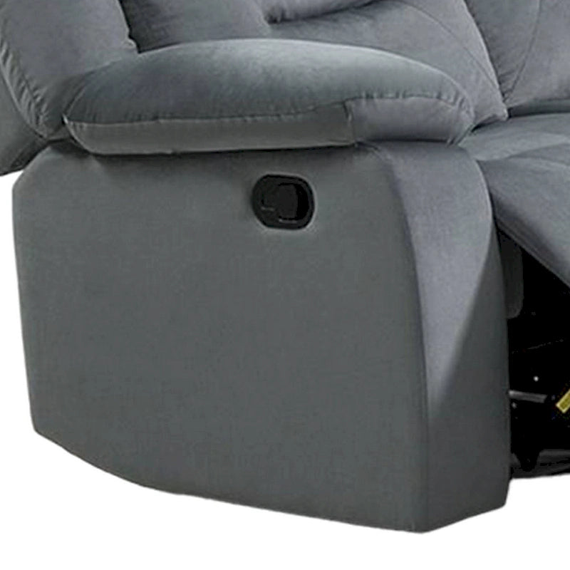 Causeuse inclinable manuelle, Velours gris clair, Bois massif, 152 cm