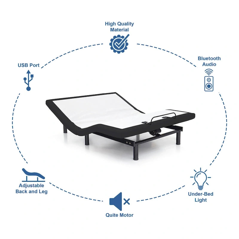 Sommier réglable moderne avec ports USB et éclairage LED