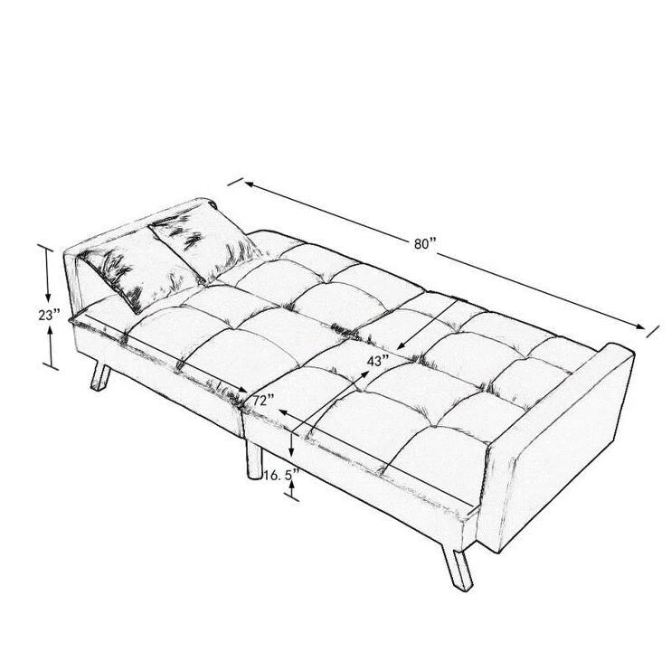Canapé-lit en velours avec capitonnage et pieds en métal