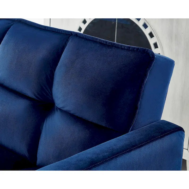 Canapé-lit en velours avec capitonnage et pieds en métal
