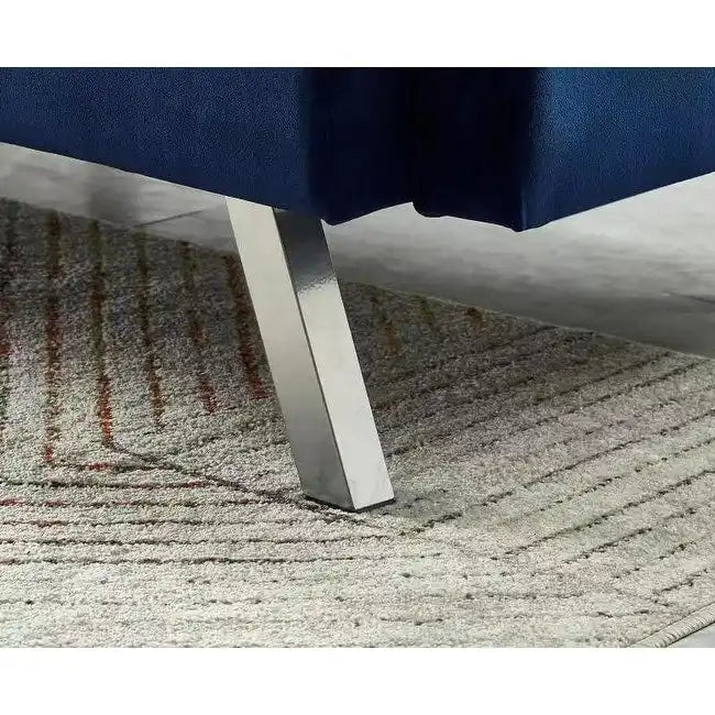 Canapé-lit en velours avec capitonnage et pieds en métal