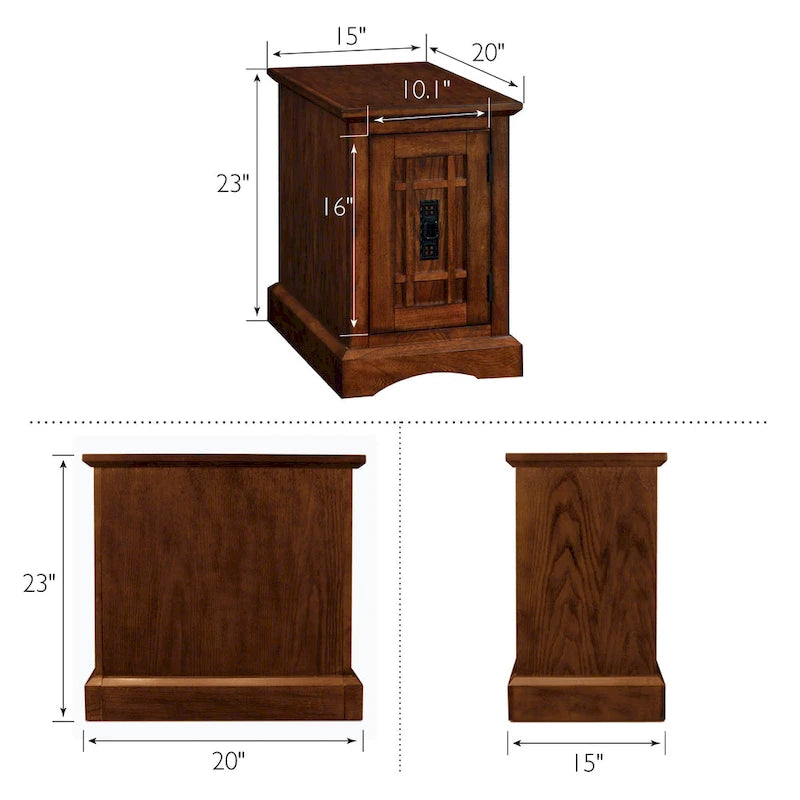 Table d'appoint en bois massif avec étagère réglable – Style Mission