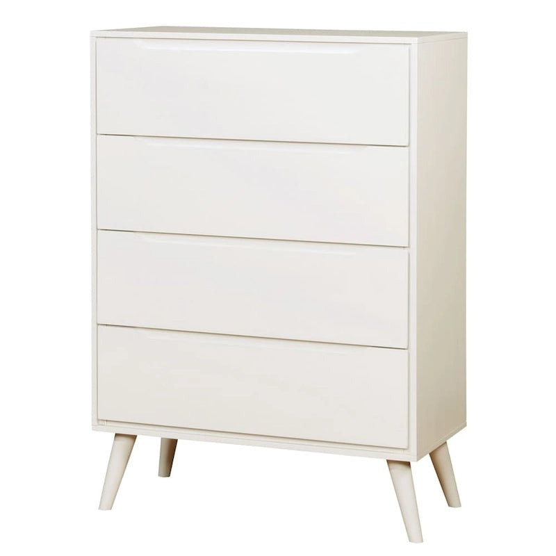 Commode à 4 tiroirs en bois massif, style moderne du milieu du siècle