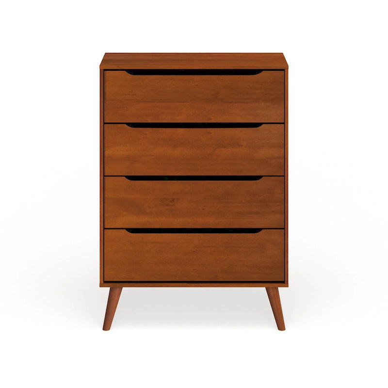 Commode à 4 tiroirs en bois massif, style moderne du milieu du siècle