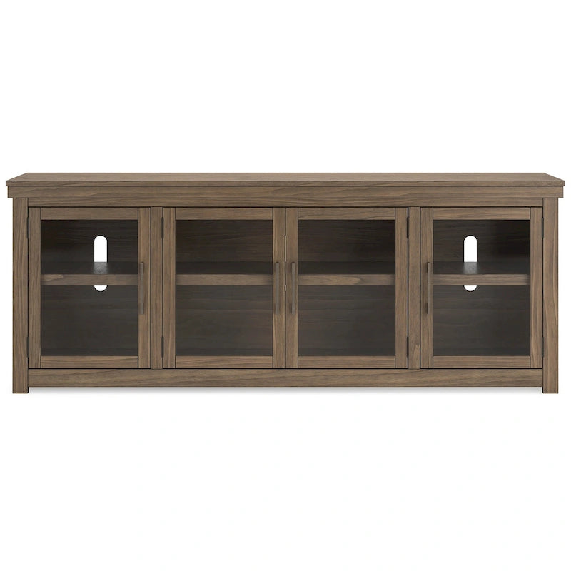 Grand meuble TV en bois avec portes en verre – Convient aux téléviseurs jusqu'à 97 po