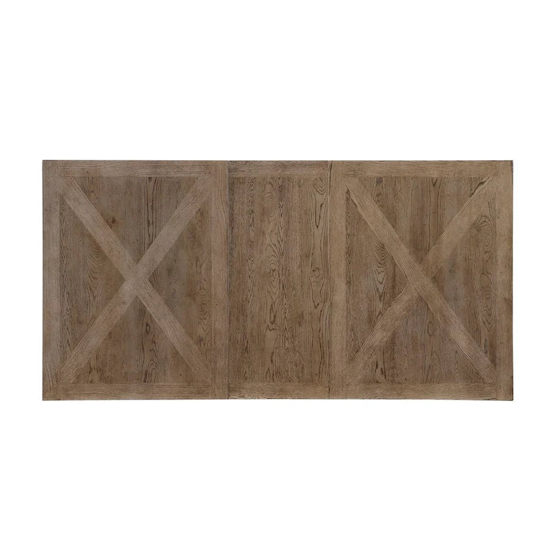 Table à manger rustique extensible avec piètement tréteau – Finition bois flotté