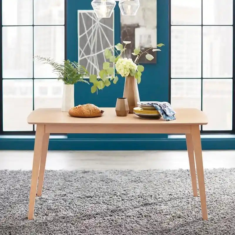 Table à manger moderne du milieu du siècle avec pieds en hêtre inclinés – 6 places