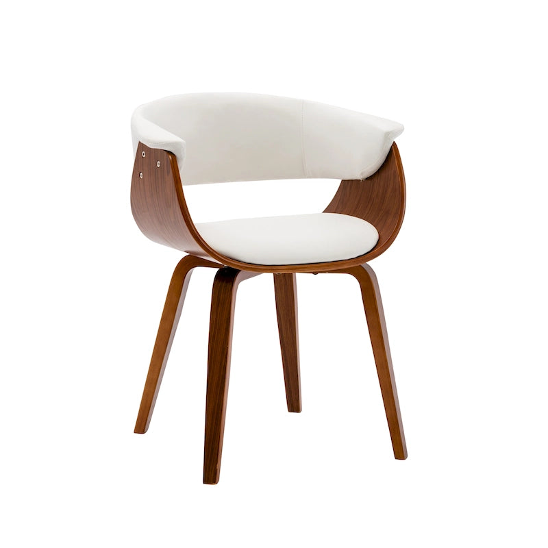 Chaise de salle à manger moderne du milieu du siècle avec assise en cuir PU et pieds en bois de noyer