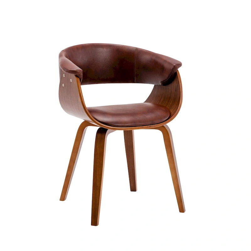 Chaise de salle à manger moderne du milieu du siècle avec assise en cuir PU et pieds en bois de noyer