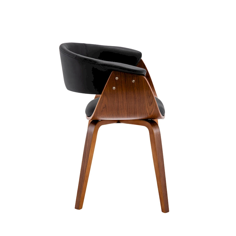 Chaise de salle à manger moderne du milieu du siècle avec assise en cuir PU et pieds en bois de noyer