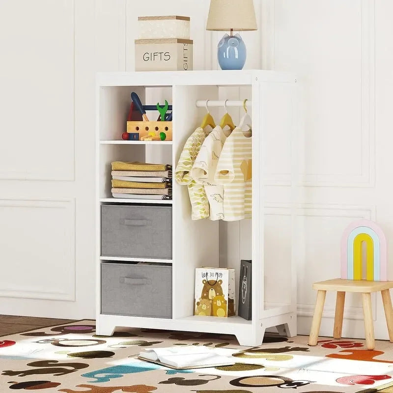 Penderie de déguisement pour enfants avec miroir, étagères et tringle – Blanc