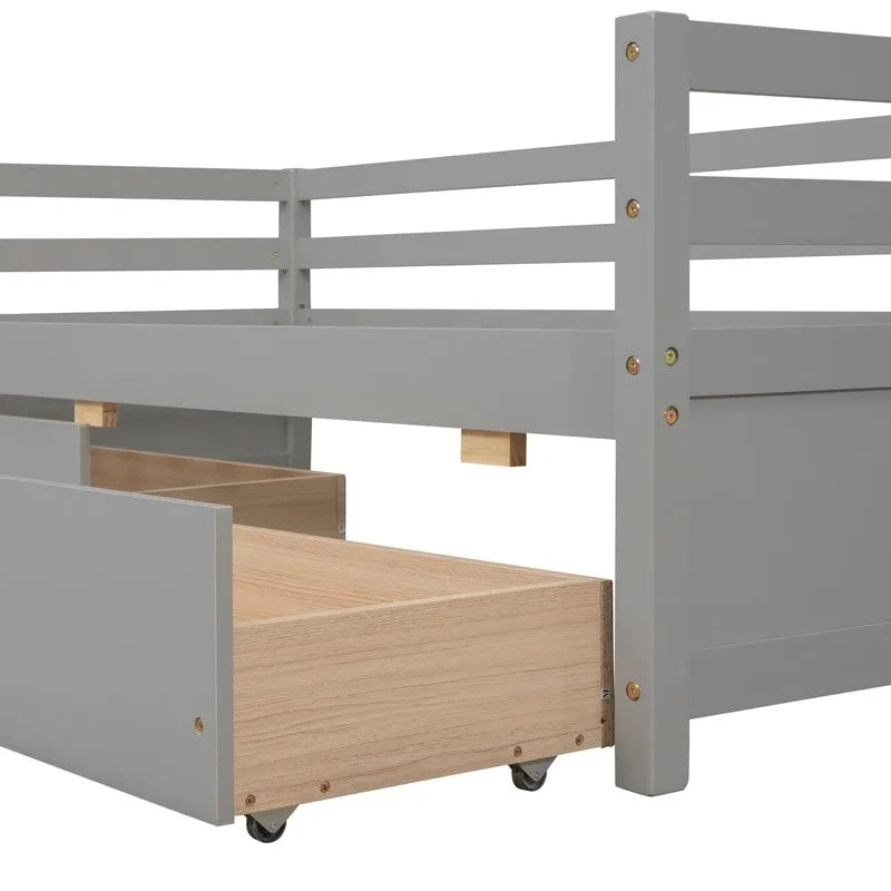 Lit de repos en bois de taille simple avec 2 tiroirs de rangement — Canapé et lit convertible
