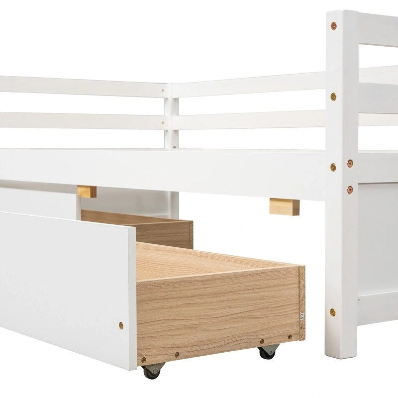 Lit de repos en bois de taille simple avec 2 tiroirs de rangement — Canapé et lit convertible