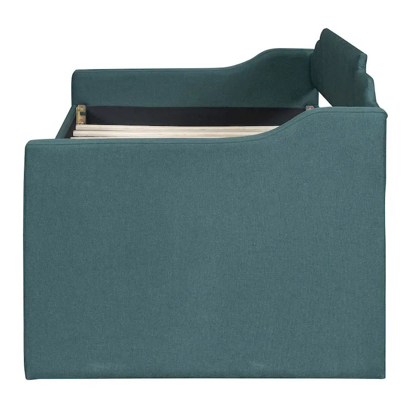 Lit de repos rembourré avec lit gigogne et 3 tiroirs de rangement – Beige