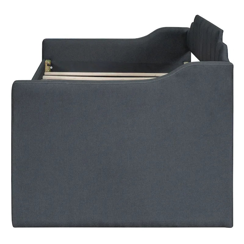 Lit de repos rembourré avec lit gigogne et 3 tiroirs de rangement – Beige