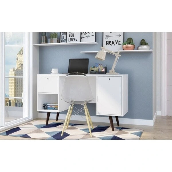 Bureau de style Mid-Century Modern avec tiroir et compartiment de rangement
