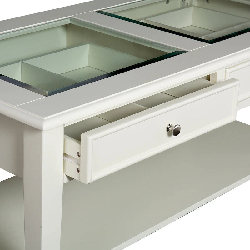 Table basse de présentation de transition avec rangement