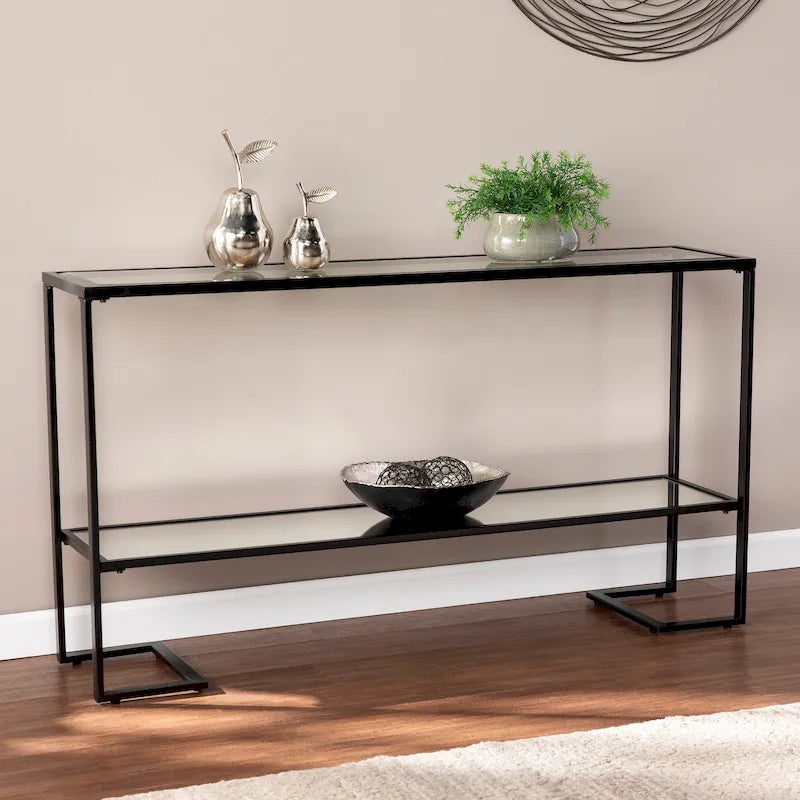 Console étroite Glam – Argent et noir