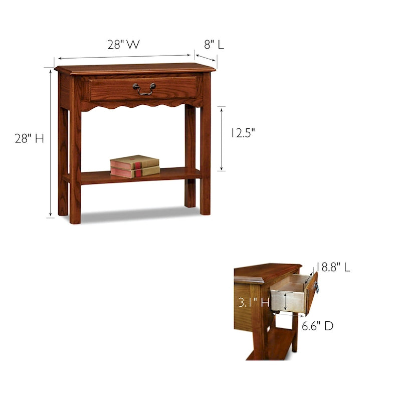 Console de hall mince avec tiroir et étagère inférieure – 20,3 cm de profondeur