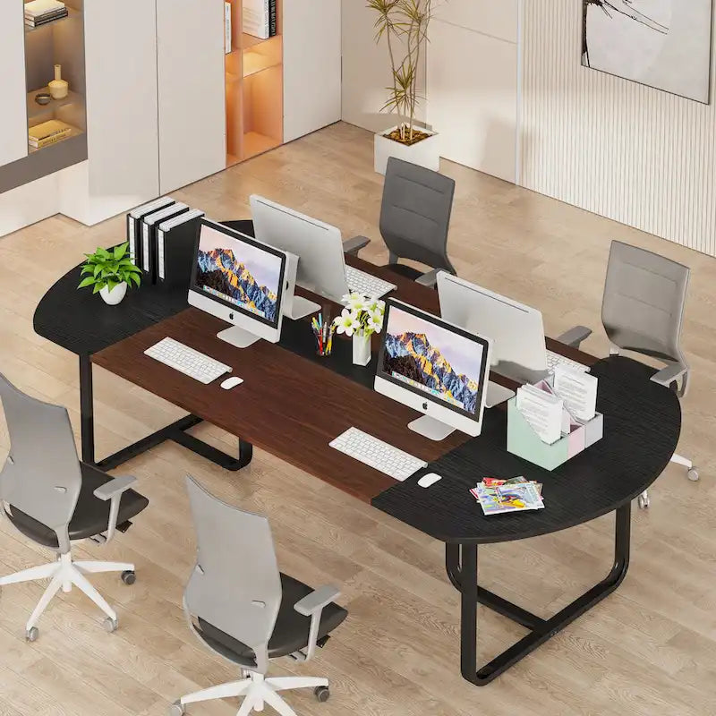 Bureau d'ordinateur exécutif incurvé ovale moderne pour bureau à domicile