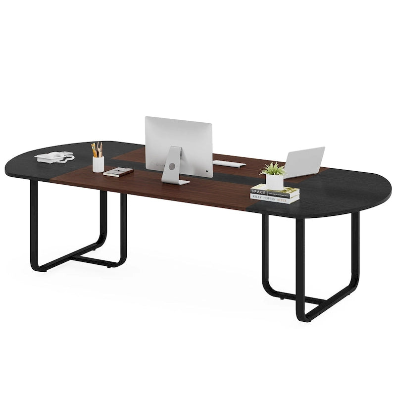 Bureau d'ordinateur exécutif incurvé ovale moderne pour bureau à domicile