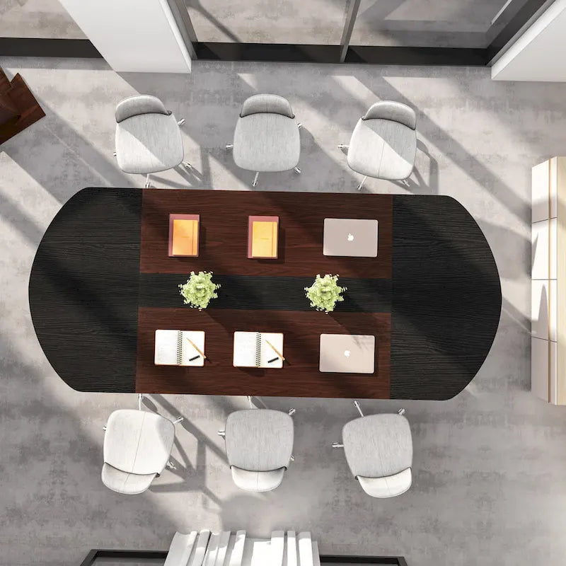 Bureau d'ordinateur exécutif incurvé ovale moderne pour bureau à domicile