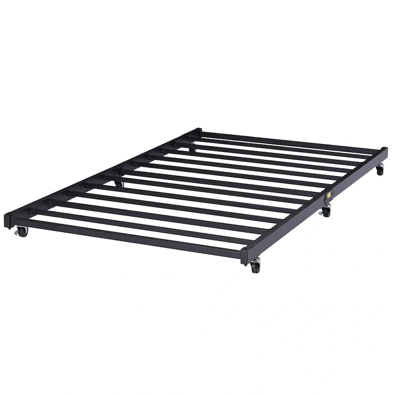 Lit de repos classique en métal à cadre ouvert avec lit gigogne, taille double