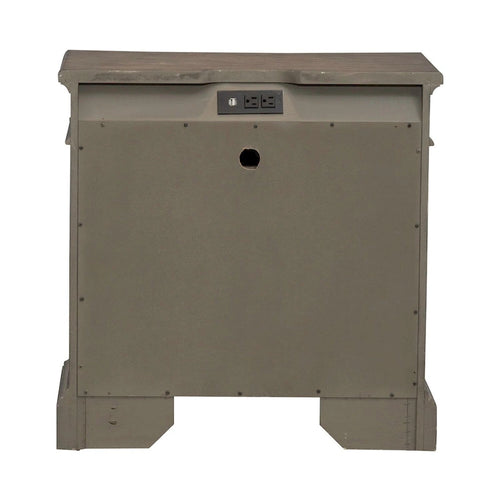 Town & Country Dusty Taupe 3 Drawer Nightstand with Charging Station