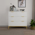 Commode à 3 tiroirs blanche, style moderne du milieu du siècle, pour chambre à coucher, en bois