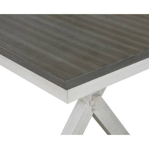 Table de salle à manger extensible bicolore avec finition brossée – Gris et blanc