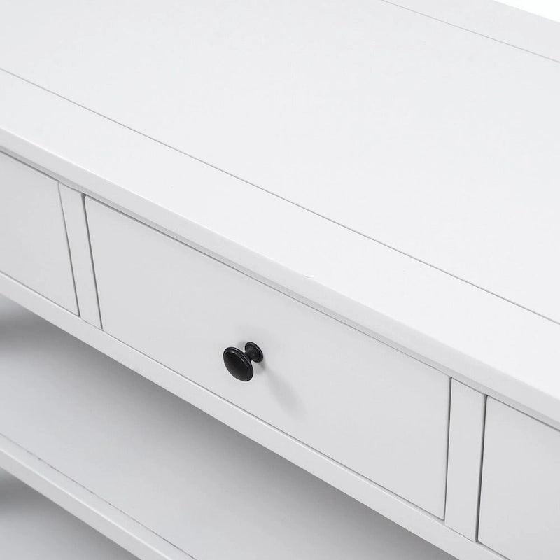 Console style rétro avec deux étagères ouvertes, structure et pieds en bois de pin massif