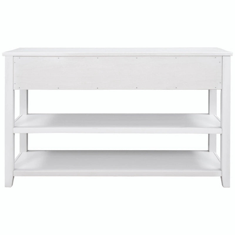 Console style rétro avec deux étagères ouvertes, structure et pieds en bois de pin massif
