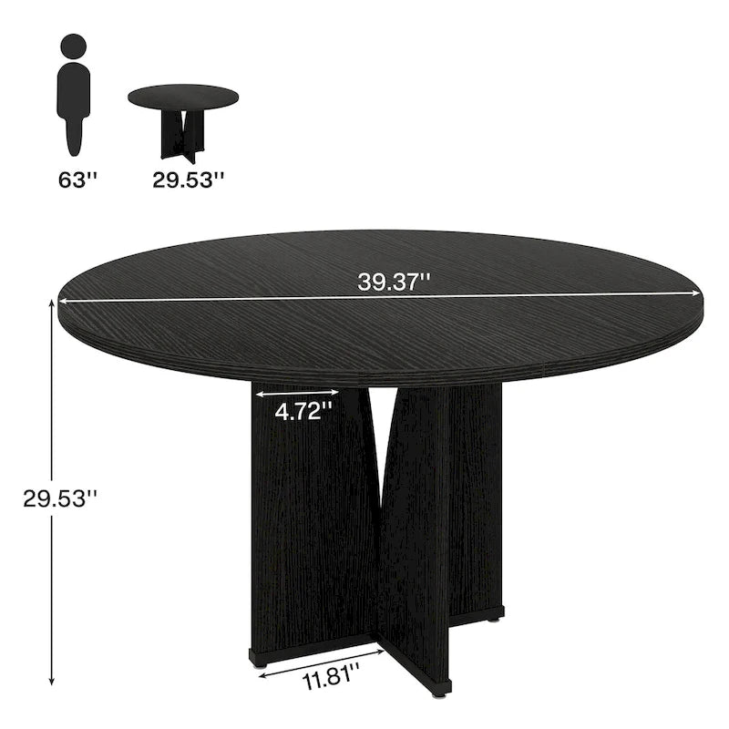 Table à manger ronde de 39,4 pouces avec plateau en bois pour cuisine, salle à manger
