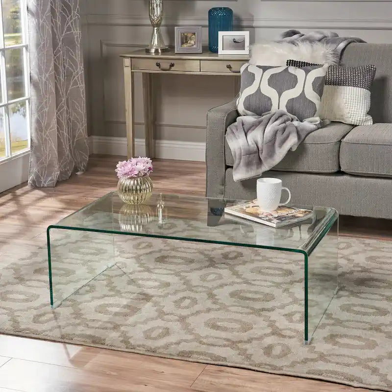 Table basse moderne en verre trempé de 12 mm pour salon